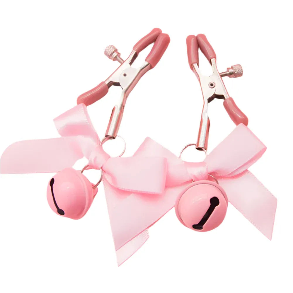 Adjustable Bow Nipple Clamps With Bells Adult Sex Toys